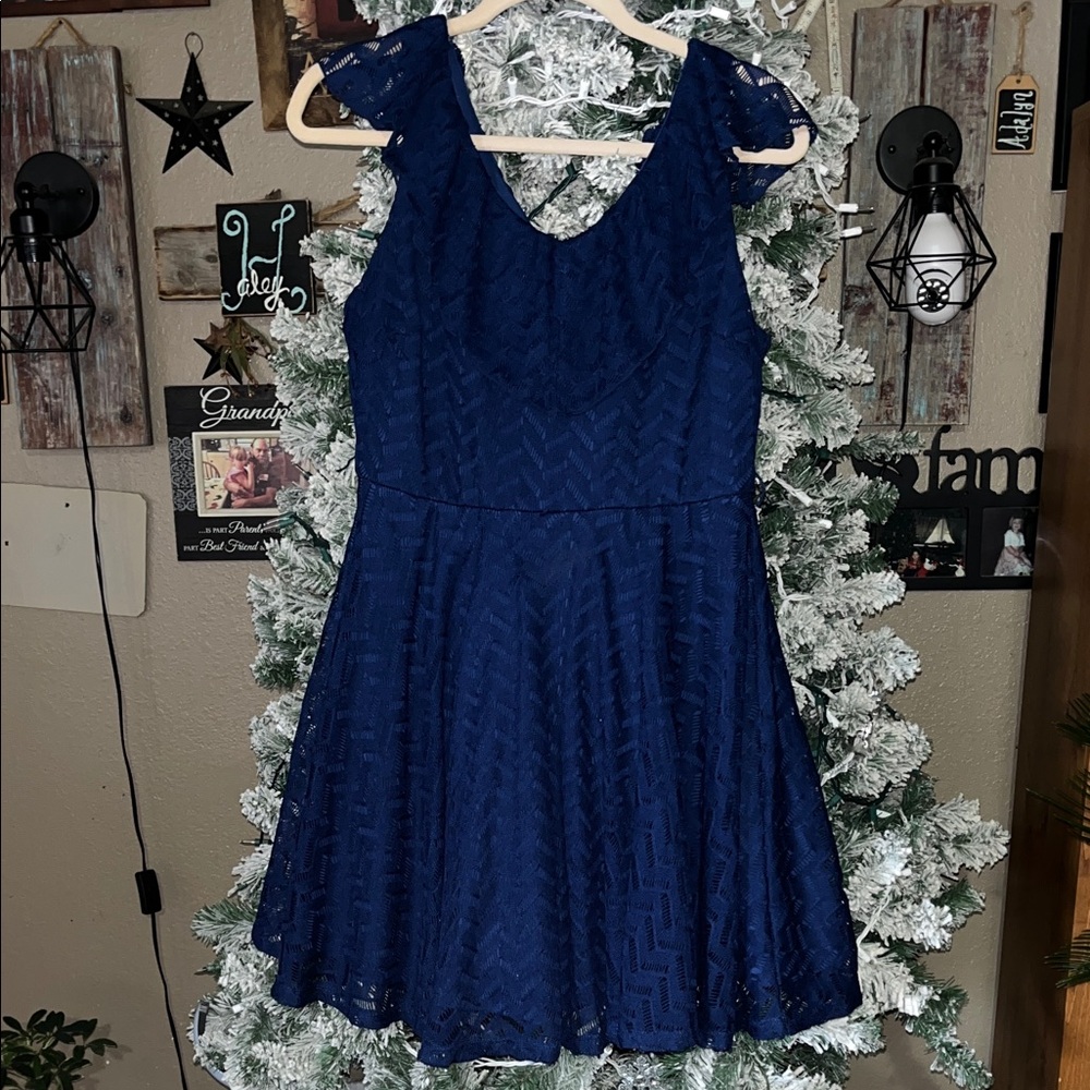 Elegant Blue Lace Dress